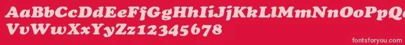 CooperextHeavyItalic-fontti – vaaleanpunaiset fontit punaisella taustalla