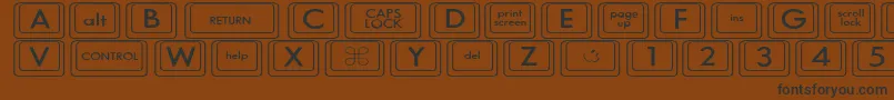 Fonte KeyboardKeyswdWide – fontes pretas em um fundo marrom