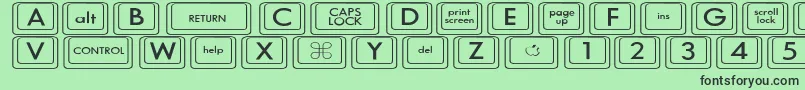 Fonte KeyboardKeyswdWide – fontes pretas em um fundo verde