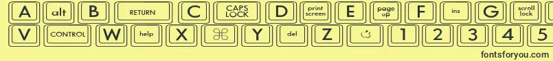 Police KeyboardKeyswdWide – polices noires sur fond jaune