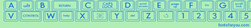 フォントKeyboardKeyswdWide – 青い文字は緑の背景です。