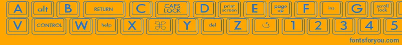 Fonte KeyboardKeyswdWide – fontes azuis em um fundo laranja