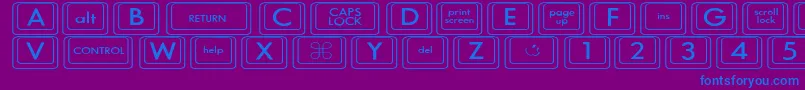 Fonte KeyboardKeyswdWide – fontes azuis em um fundo violeta