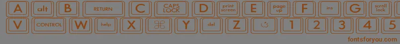 Fonte KeyboardKeyswdWide – fontes marrons em um fundo cinza