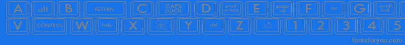 KeyboardKeyswdWide-Schriftart – Graue Schriften auf blauem Hintergrund