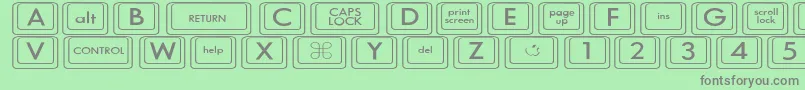 Fonte KeyboardKeyswdWide – fontes cinzas em um fundo verde