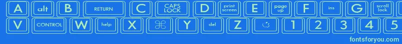 Police KeyboardKeyswdWide – polices vertes sur fond bleu