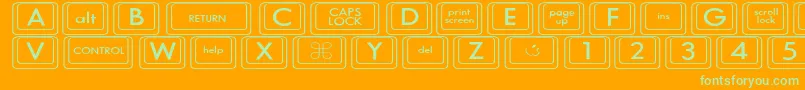 KeyboardKeyswdWide-Schriftart – Grüne Schriften auf orangefarbenem Hintergrund