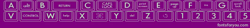 Шрифт KeyboardKeyswdWide – зелёные шрифты на фиолетовом фоне