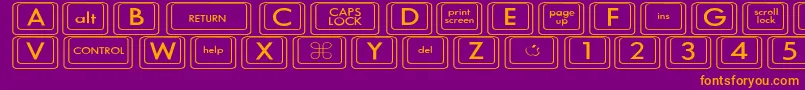 KeyboardKeyswdWide-fontti – oranssit fontit violetilla taustalla