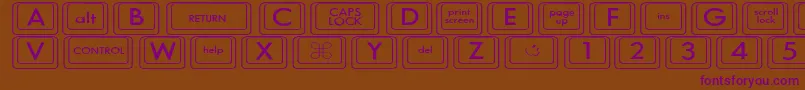 KeyboardKeyswdWide-Schriftart – Violette Schriften auf braunem Hintergrund