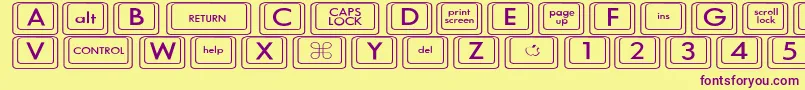 Police KeyboardKeyswdWide – polices violettes sur fond jaune