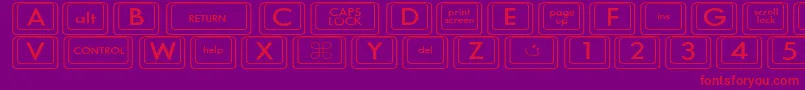 KeyboardKeyswdWide-Schriftart – Rote Schriften auf violettem Hintergrund