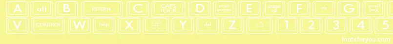 Fonte KeyboardKeyswdWide – fontes brancas em um fundo amarelo