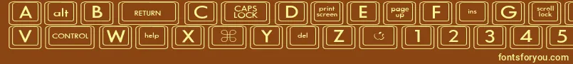 Шрифт KeyboardKeyswdWide – жёлтые шрифты на коричневом фоне