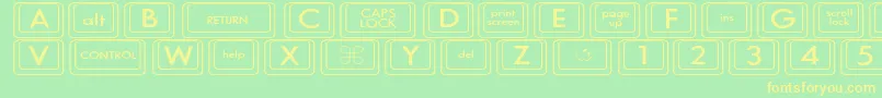 KeyboardKeyswdWide-fontti – keltaiset fontit vihreällä taustalla