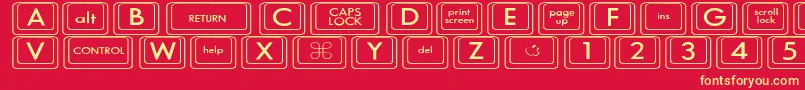 Шрифт KeyboardKeyswdWide – жёлтые шрифты на красном фоне