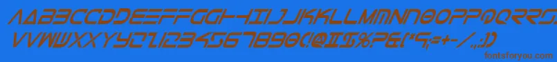 TeleMarinesCondBoldItalic Font – Brown Fonts on Blue Background