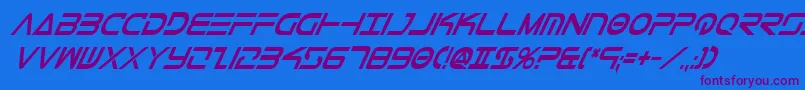 TeleMarinesCondBoldItalic Font – Purple Fonts on Blue Background