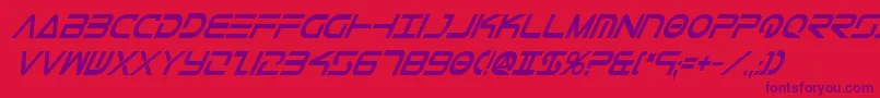 フォントTeleMarinesCondBoldItalic – 赤い背景に紫のフォント