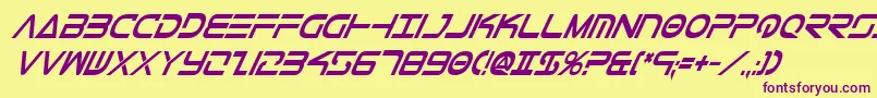 TeleMarinesCondBoldItalic Font – Purple Fonts on Yellow Background