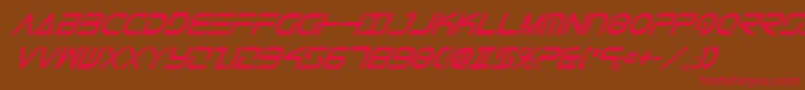TeleMarinesCondBoldItalic-Schriftart – Rote Schriften auf braunem Hintergrund