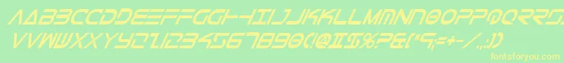 TeleMarinesCondBoldItalic Font – Yellow Fonts on Green Background