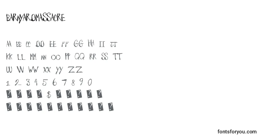 Шрифт Barnyardmassacre – алфавит, цифры, специальные символы