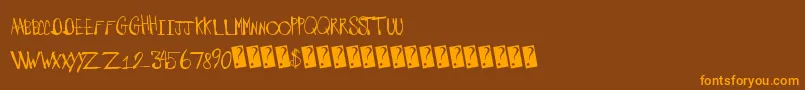 Barnyardmassacre-Schriftart – Orangefarbene Schriften auf braunem Hintergrund