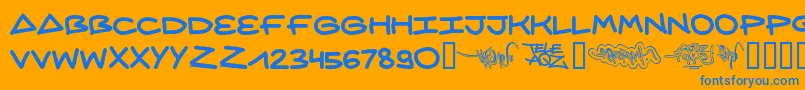 Aqzcrew ffy Font – Blue Fonts on Orange Background