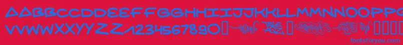 Aqzcrew ffy Font – Blue Fonts on Red Background