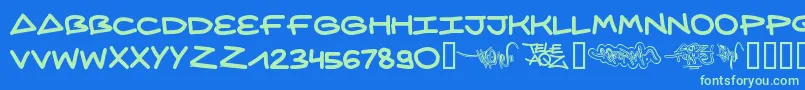 Aqzcrew ffy Font – Green Fonts on Blue Background