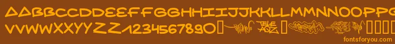 Aqzcrew ffy Font – Orange Fonts on Brown Background