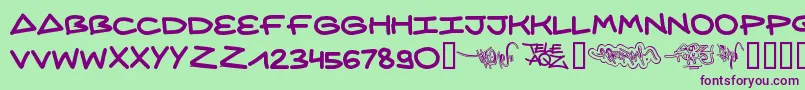 Aqzcrew ffy Font – Purple Fonts on Green Background