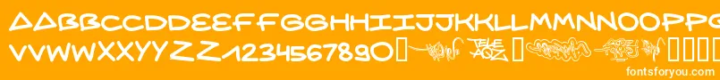 Aqzcrew ffy Font – White Fonts on Orange Background