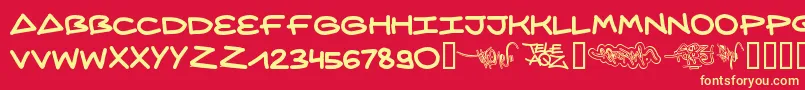 Aqzcrew ffy Font – Yellow Fonts on Red Background