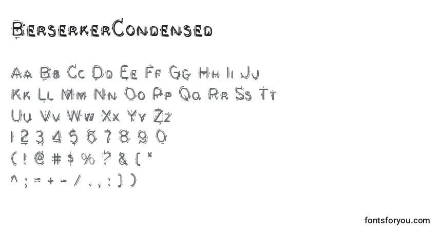 Czcionka BerserkerCondensed – alfabet, cyfry, specjalne znaki
