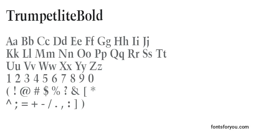 Шрифт TrumpetliteBold – алфавит, цифры, специальные символы