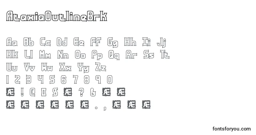 Czcionka AtaxiaOutlineBrk – alfabet, cyfry, specjalne znaki
