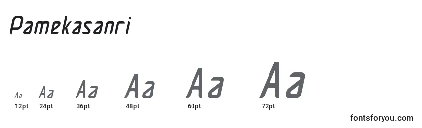 Размеры шрифта Pamekasanri