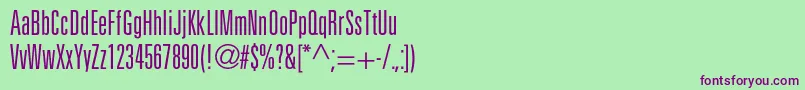 Шрифт Partnerlightultracondensed – фиолетовые шрифты на зелёном фоне