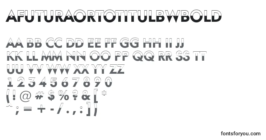 Шрифт AFuturaortotitulbwBold – алфавит, цифры, специальные символы