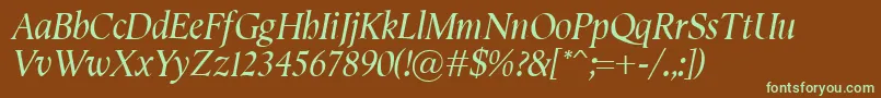 SemperItalic-fontti – vihreät fontit ruskealla taustalla