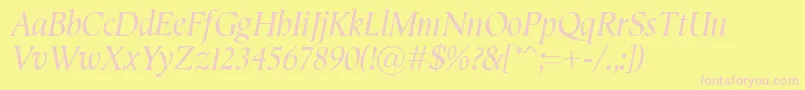 SemperItalic-fontti – vaaleanpunaiset fontit keltaisella taustalla