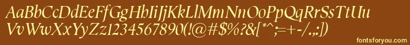 SemperItalic-fontti – keltaiset fontit ruskealla taustalla