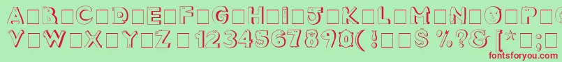 CrazyCreaturesNormal Font – Red Fonts on Green Background