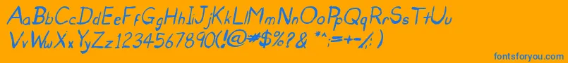 UntidyItalicSkrawl Font – Blue Fonts on Orange Background