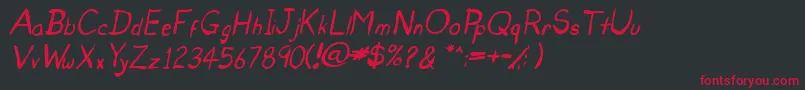 UntidyItalicSkrawl Font – Red Fonts on Black Background