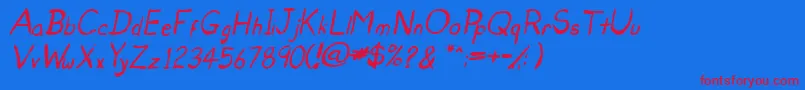 UntidyItalicSkrawl Font – Red Fonts on Blue Background