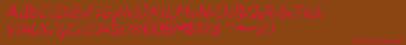 UntidyItalicSkrawl Font – Red Fonts on Brown Background